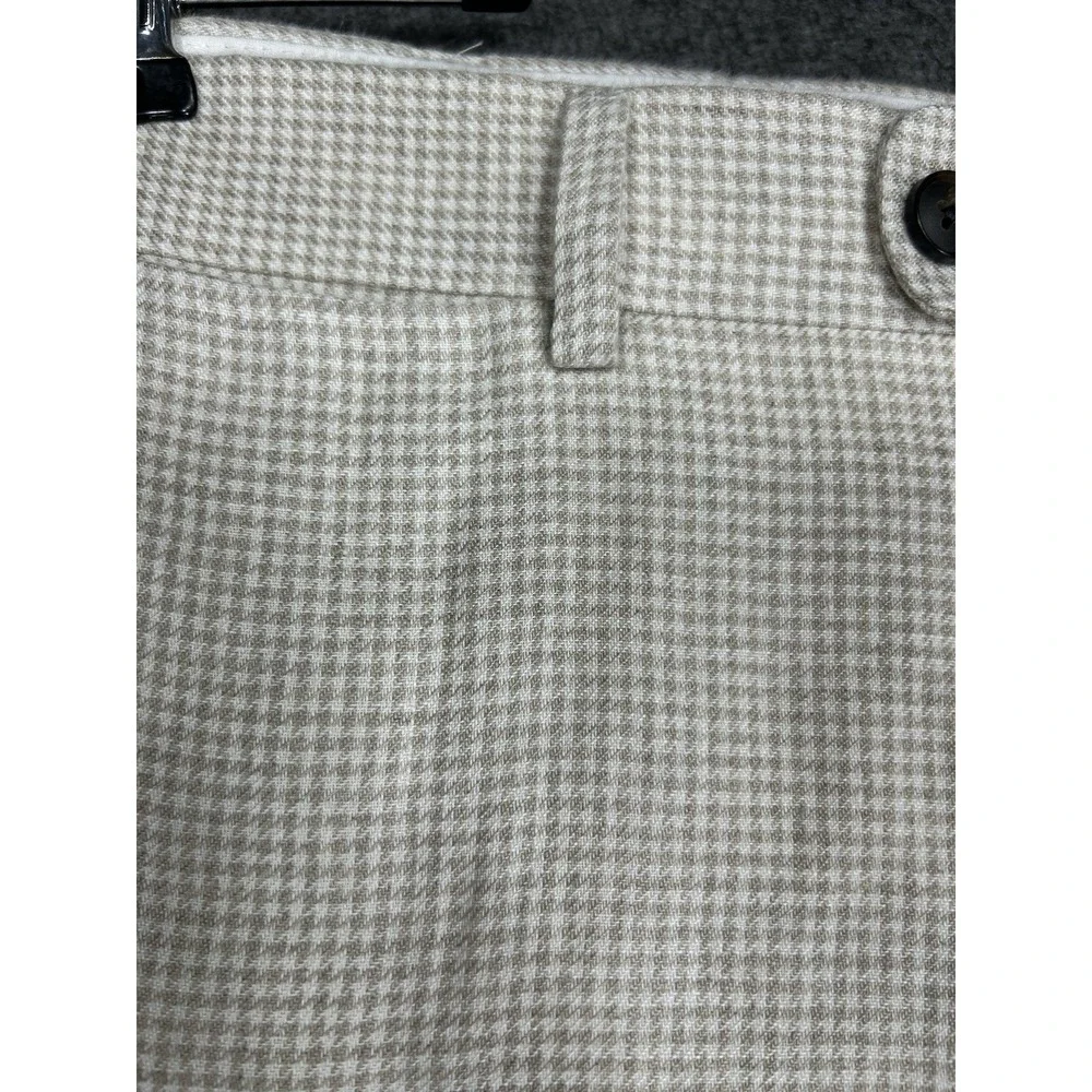 Suitsupply Dress Pants 38x33 Houndstooth Soho Turn Up Solbiati Linen Trousers